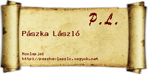 Pászka László névjegykártya