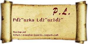 Pászka László névjegykártya